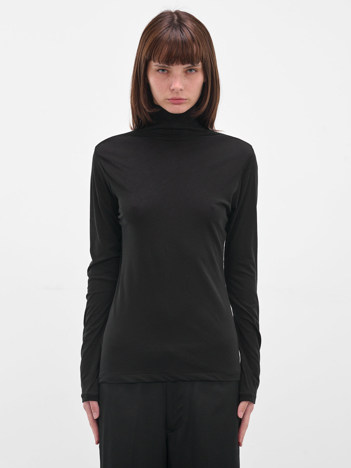 Black Cotton Jersey Turtleneck (FL-T04-070-3-BLACK)