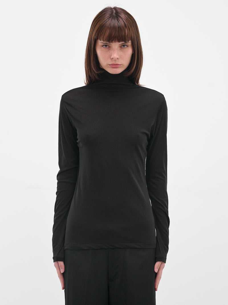 Black Cotton Jersey Turtleneck (FL-T04-070-3-BLACK)