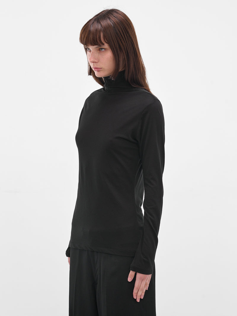 Black Cotton Jersey Turtleneck (FL-T04-070-3-BLACK)