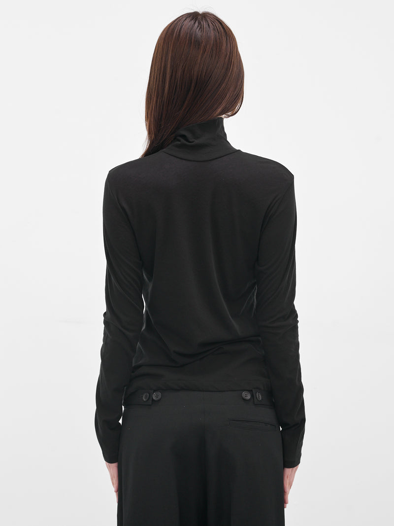 Black Cotton Jersey Turtleneck (FL-T04-070-3-BLACK)