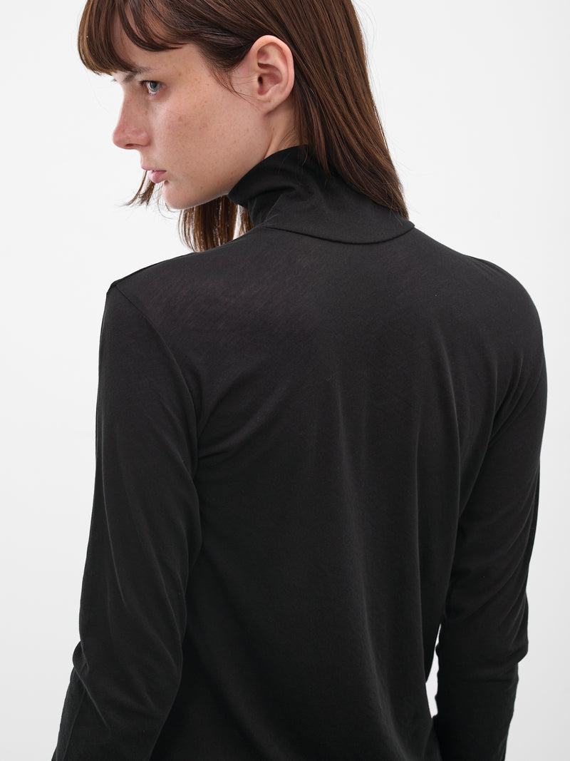 Black Cotton Jersey Turtleneck (FL-T04-070-3-BLACK)