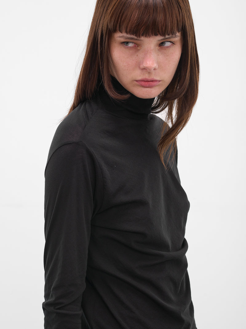 Black Cotton Jersey Turtleneck (FL-T04-070-3-BLACK)