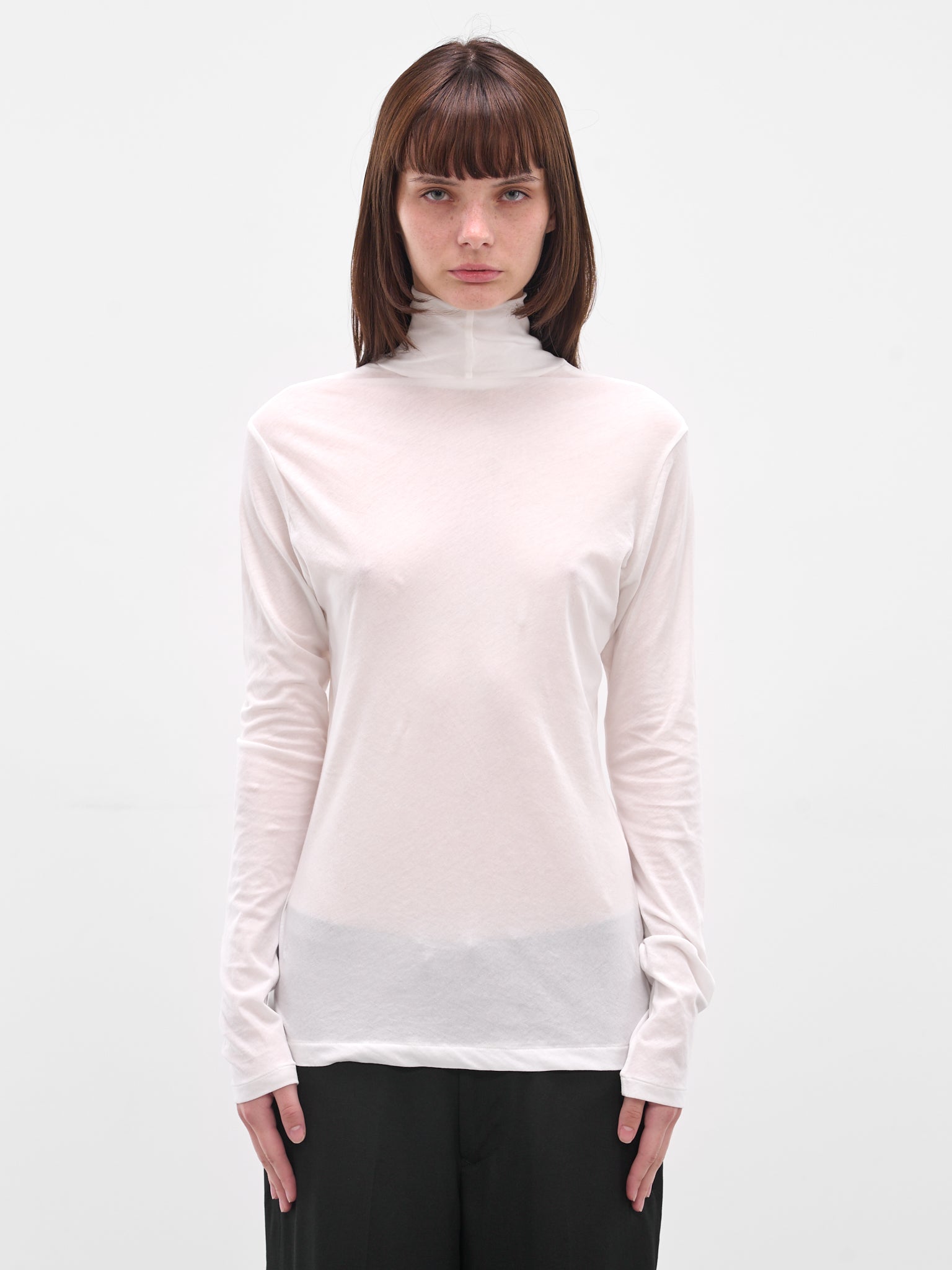 White Cotton Jersey Turtleneck (FL-T04-070-1-OFF-WHITE)