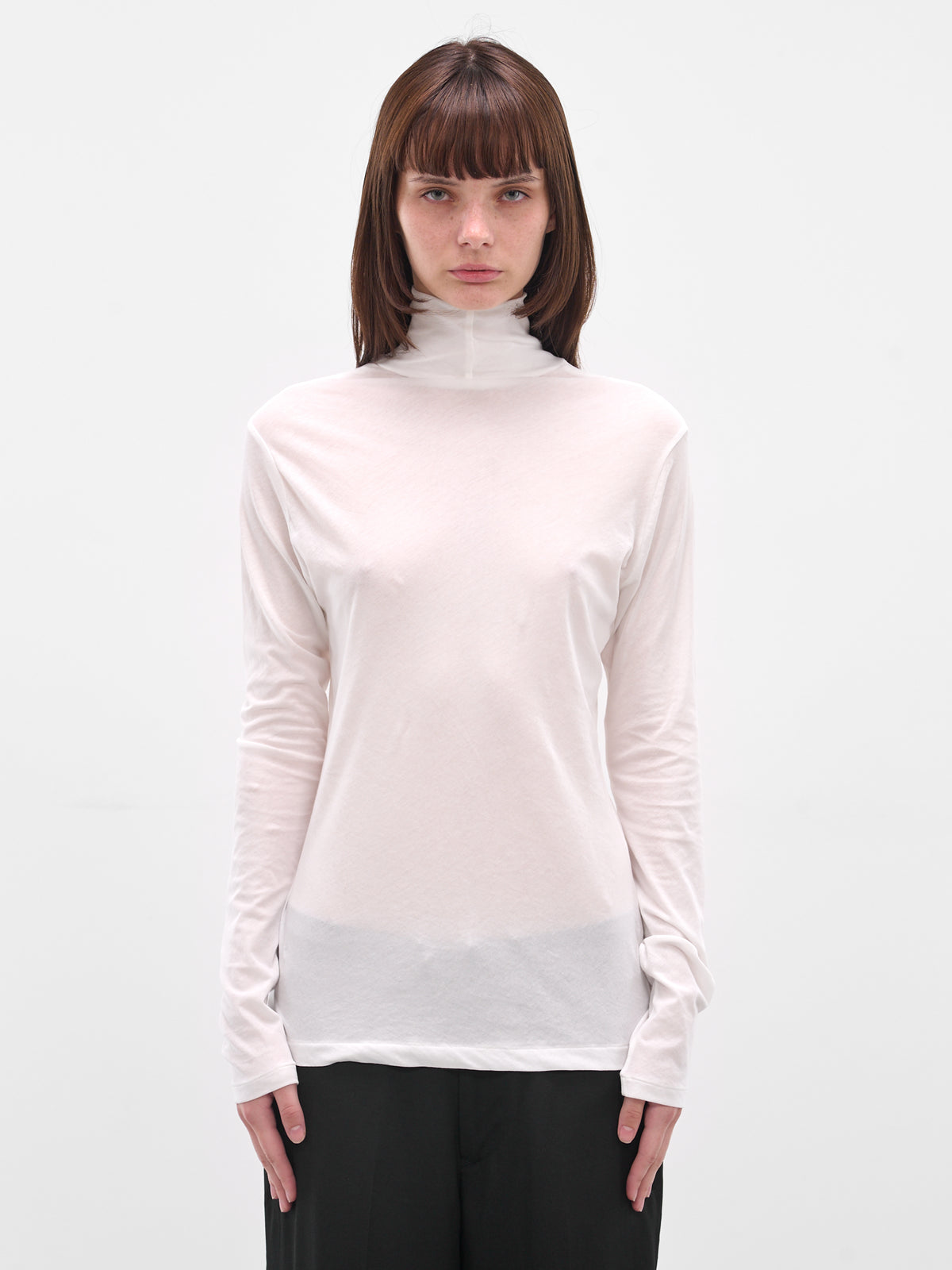 White Cotton Jersey Turtleneck (FL-T04-070-1-OFF-WHITE)