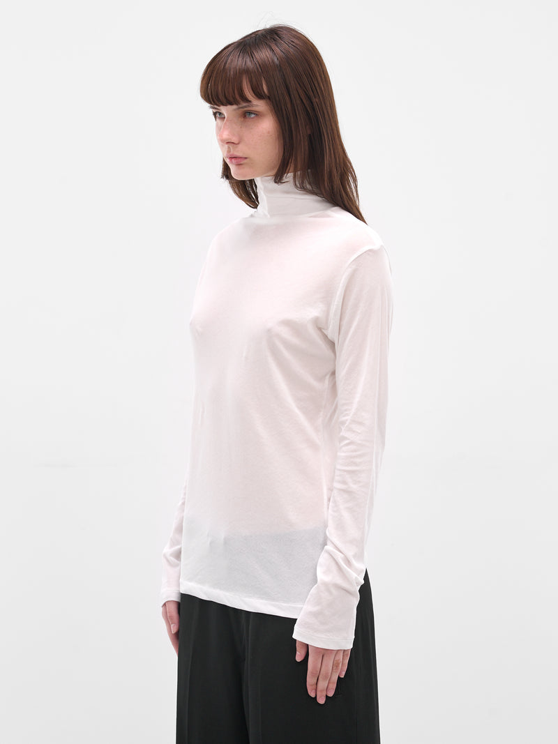 White Cotton Jersey Turtleneck (FL-T04-070-1-OFF-WHITE)
