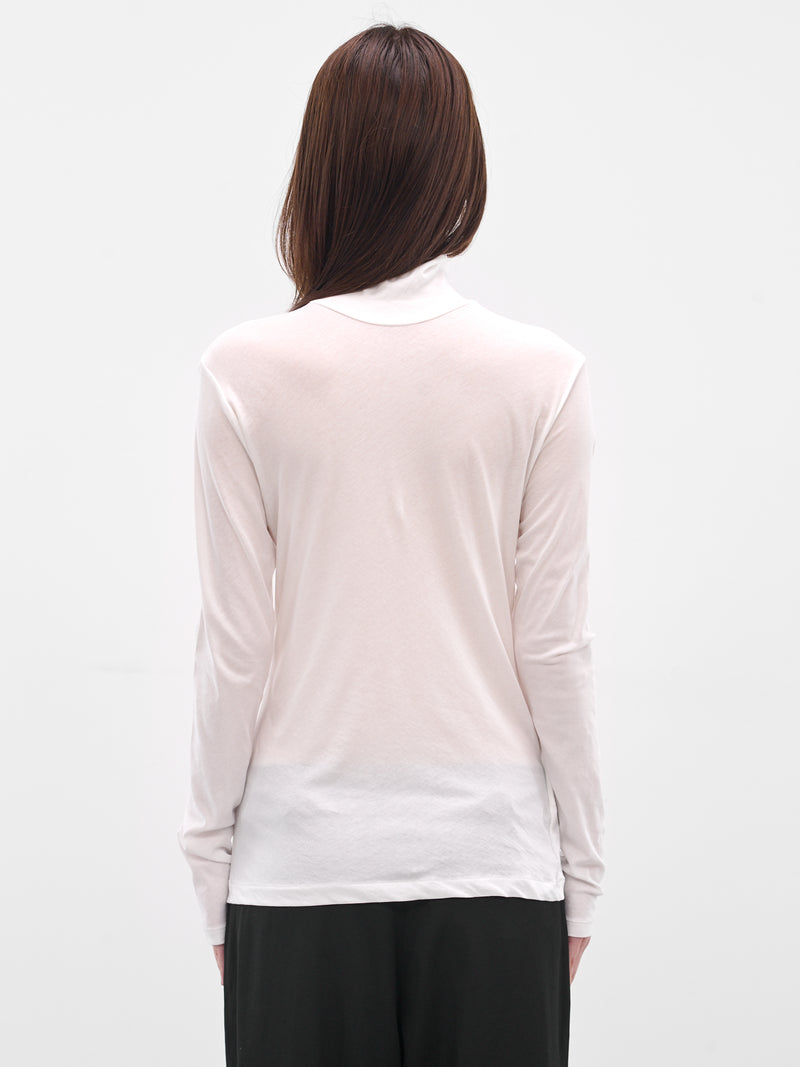 White Cotton Jersey Turtleneck (FL-T04-070-1-OFF-WHITE)