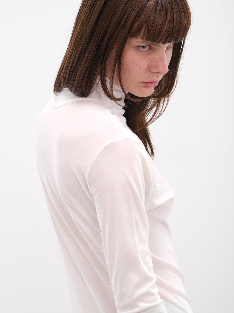 White Cotton Jersey Turtleneck (FL-T04-070-1-OFF-WHITE)