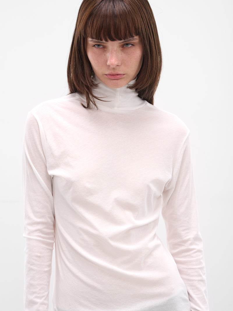 White Cotton Jersey Turtleneck (FL-T04-070-1-OFF-WHITE)