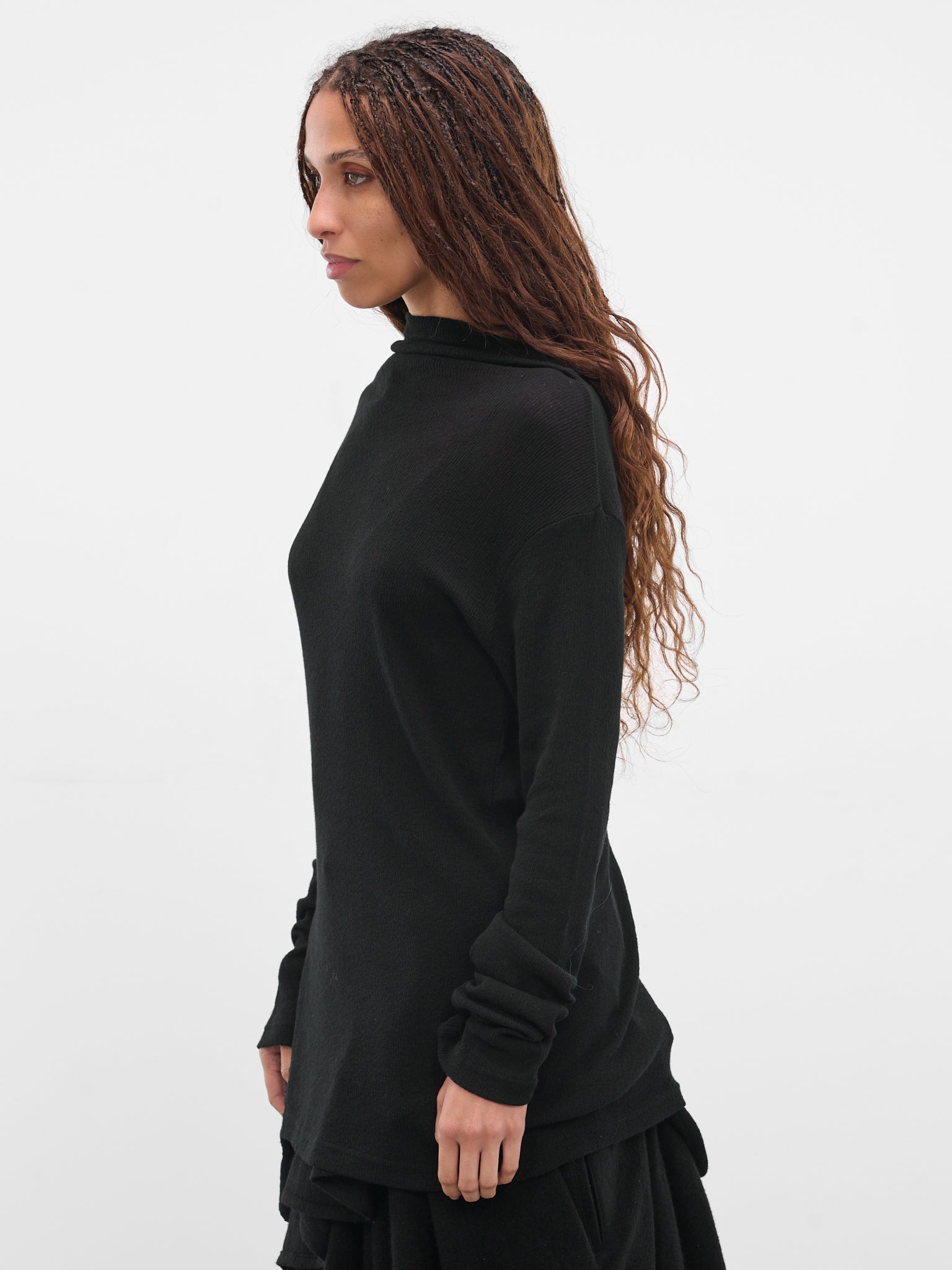 Black Cotton Lacing Sweater (FL-T47-076-BLACK)