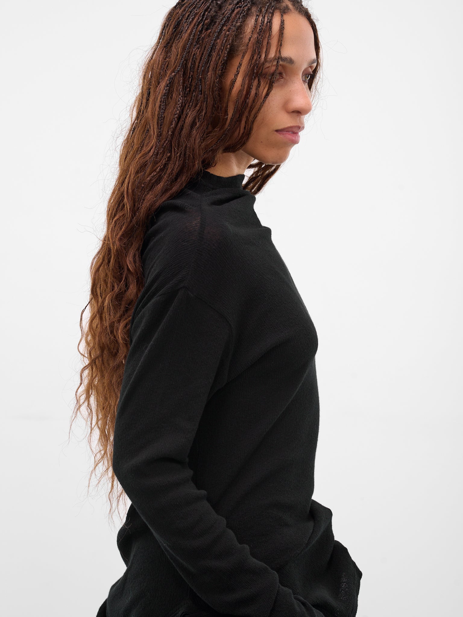 Black Cotton Lacing Sweater (FL-T47-076-BLACK)