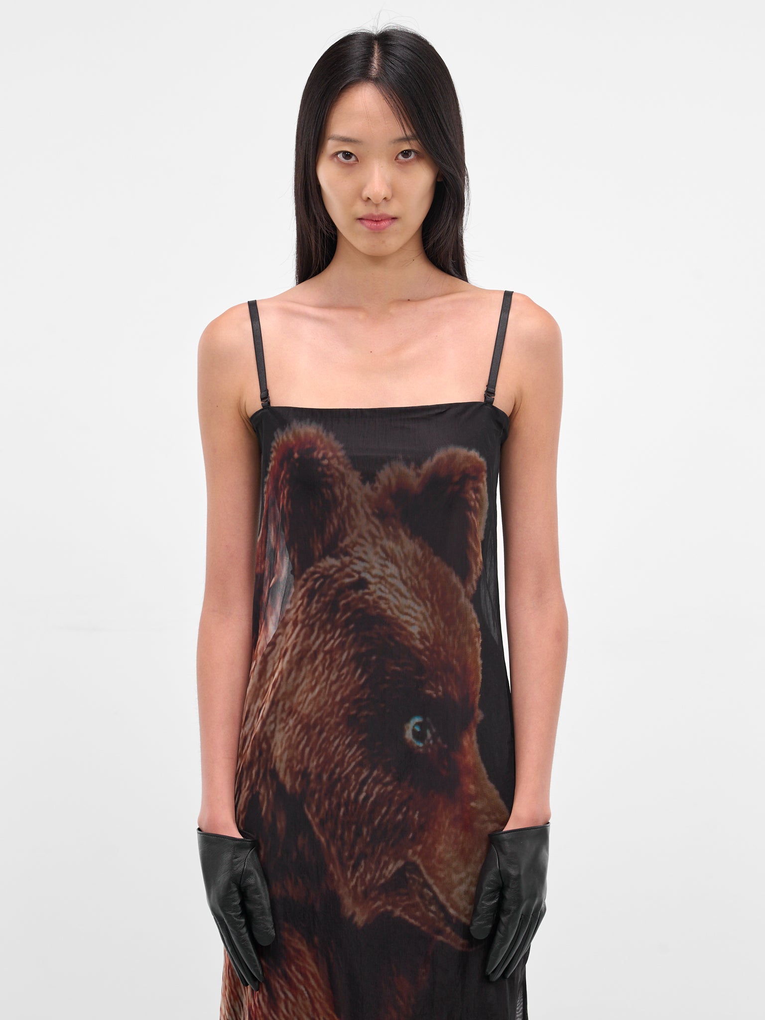 Black Lamb Leather Short Gloves (FL-W01-771-4-BLACK)