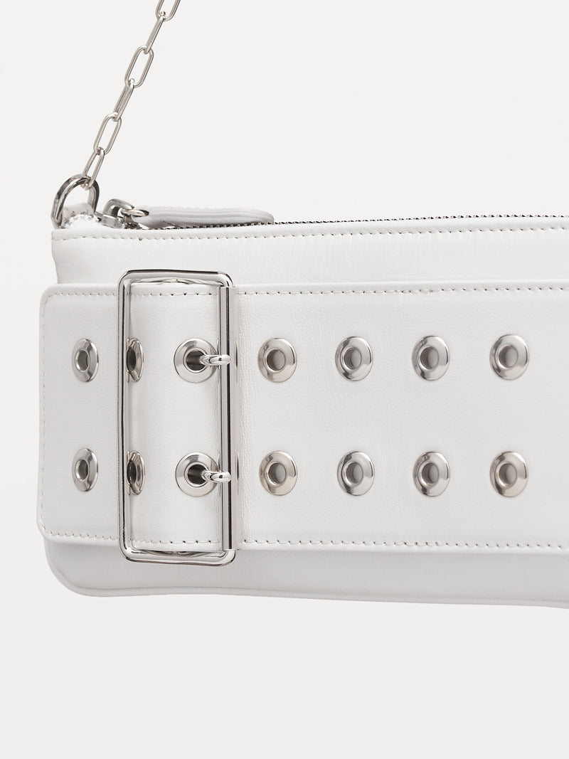 Flat Leather Belt Bag (FLAT-BAG-WHITE-PEARL)