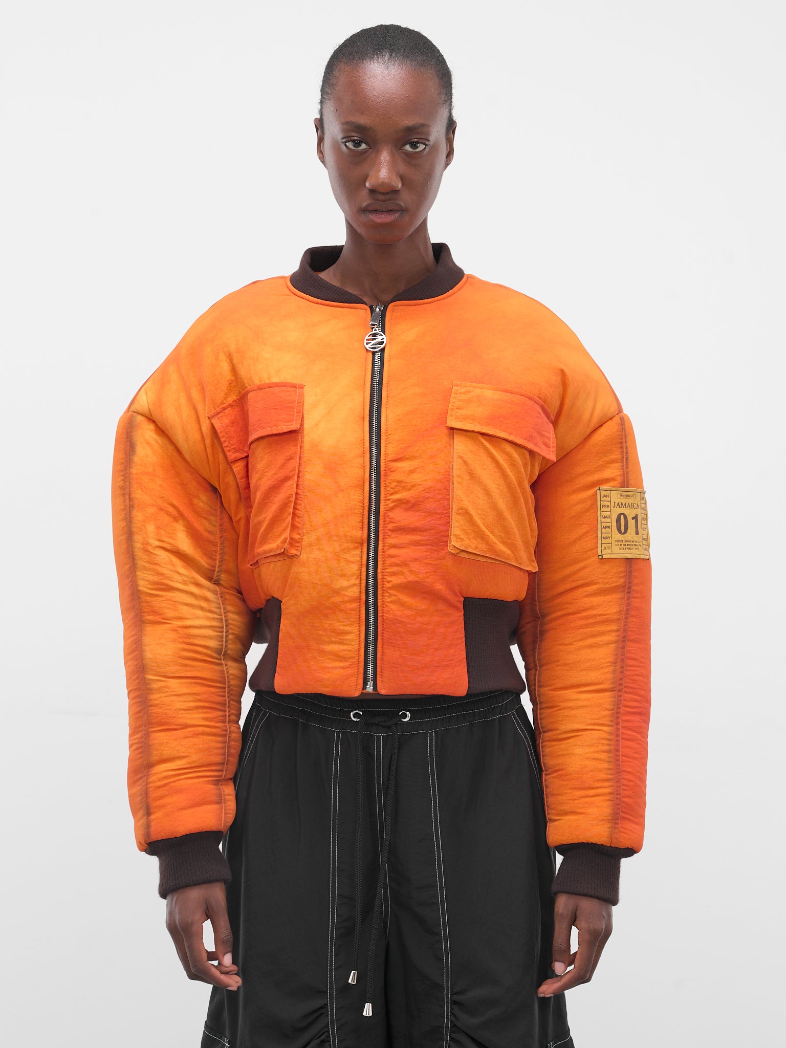 Orange Airbrushed Nylon Bomber Jacket (FLAW25WWBJCKT-ORANGE)