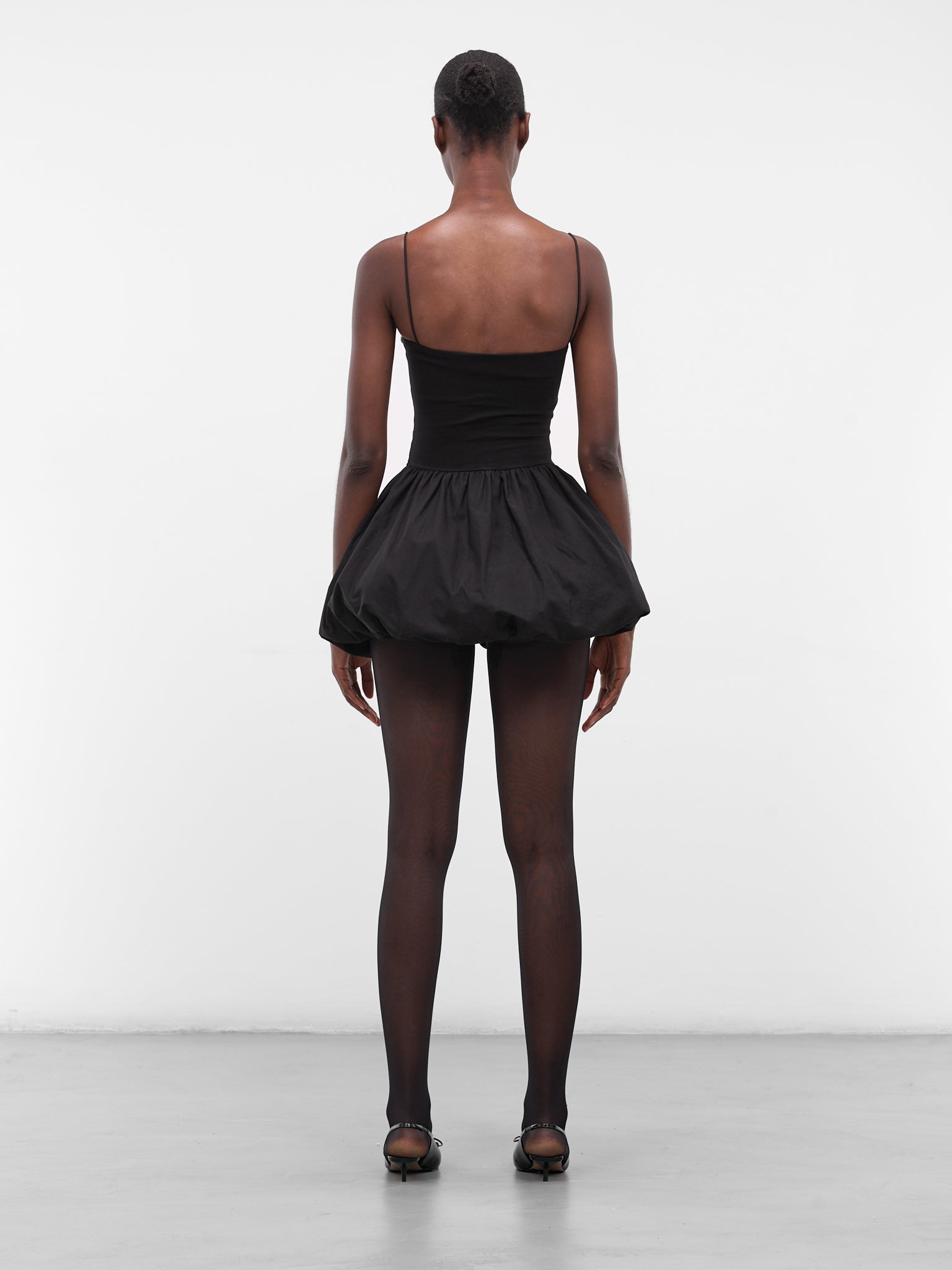 Black Poplin Balloon Mini Dress (FLAW25WWBLMDRS-BLACK)