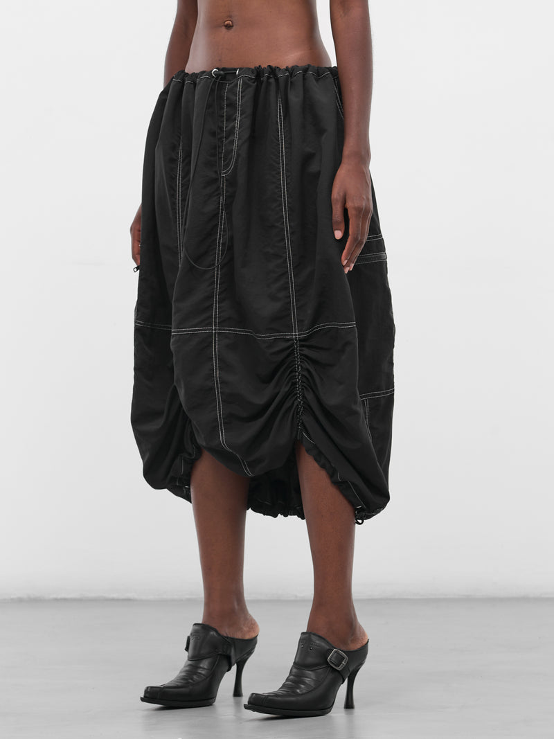 Black Nylon Ruched Cargo Skirt (FLAW25WWCRGSKT-BLACK)