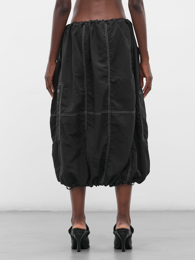Black Nylon Ruched Cargo Skirt (FLAW25WWCRGSKT-BLACK)