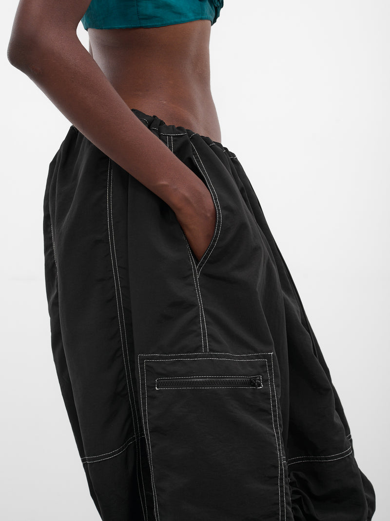 Black Nylon Ruched Cargo Skirt (FLAW25WWCRGSKT-BLACK)