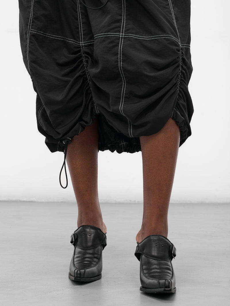 Black Nylon Ruched Cargo Skirt (FLAW25WWCRGSKT-BLACK)