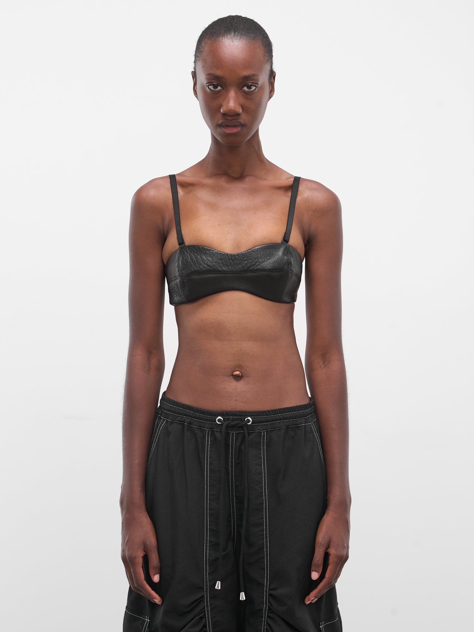 Black Lambskin Leather Bustier Top (FLAW25WWLBST-BLACK)