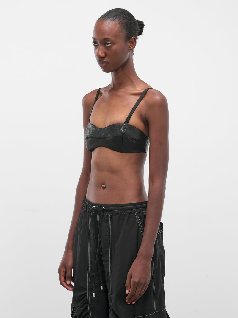 Black Lambskin Leather Bustier Top (FLAW25WWLBST-BLACK)