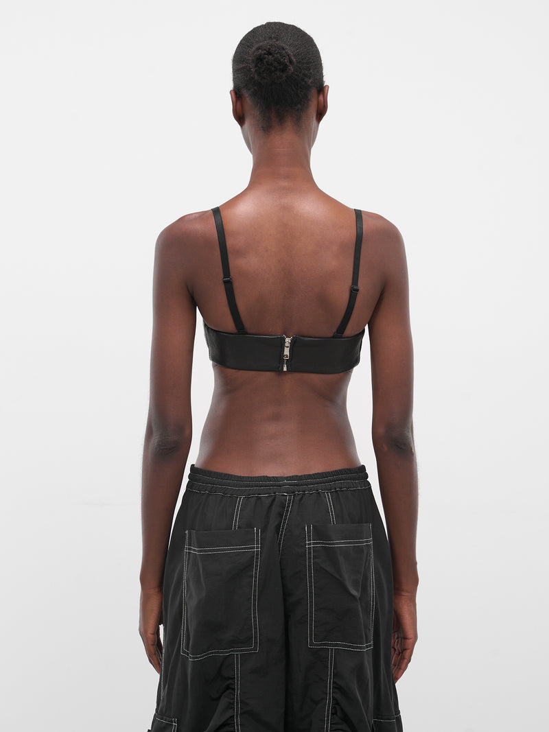 Black Lambskin Leather Bustier Top (FLAW25WWLBST-BLACK)