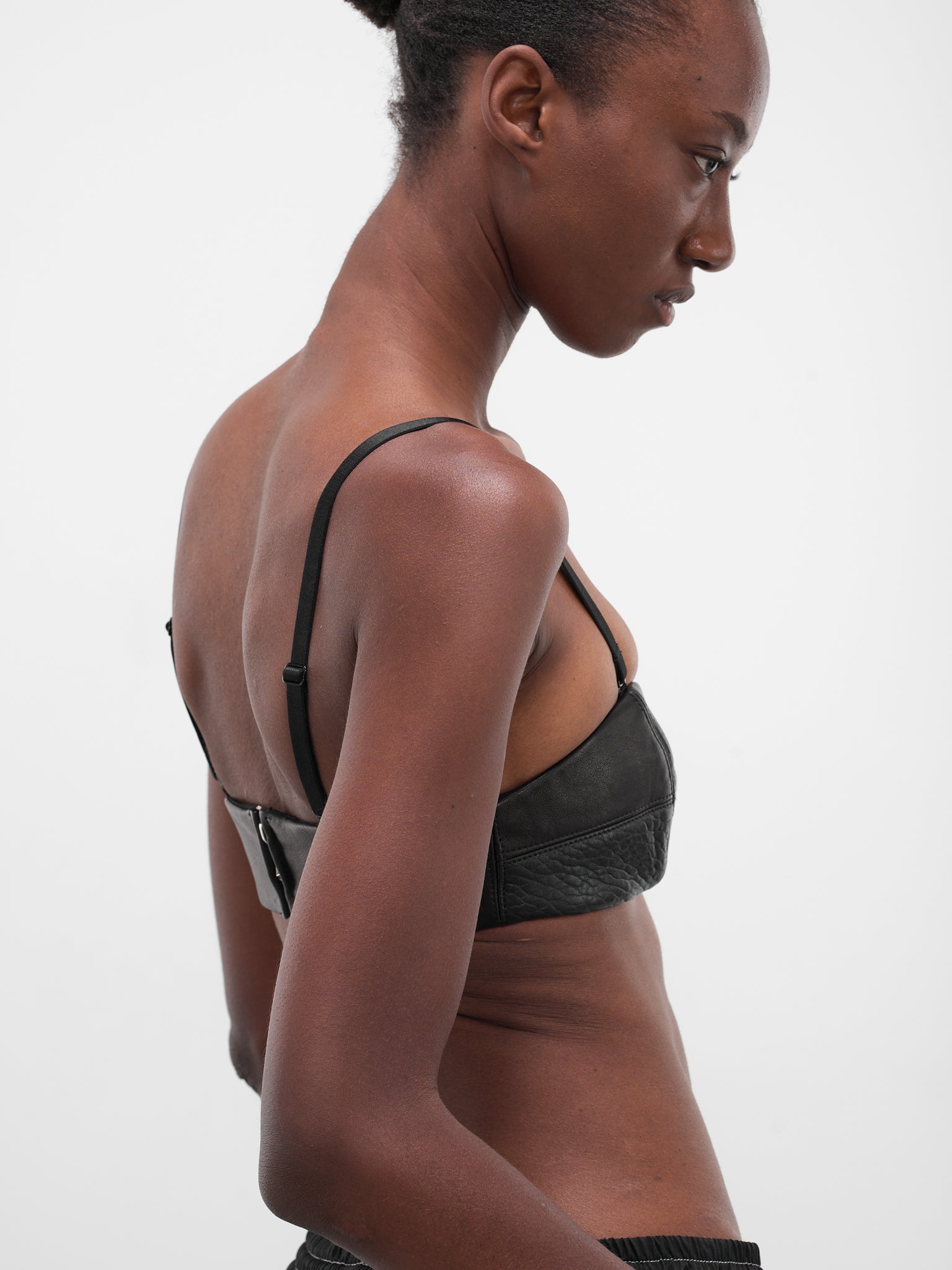 Black Lambskin Leather Bustier Top (FLAW25WWLBST-BLACK)