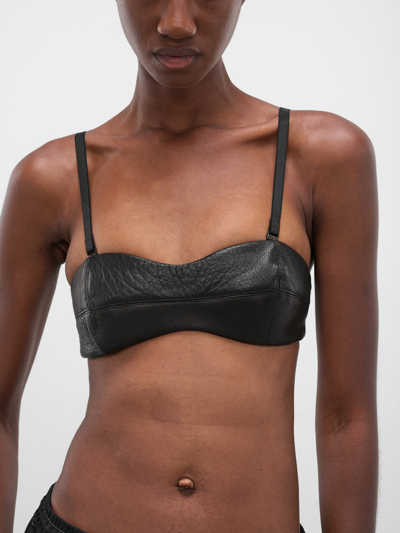 Black Lambskin Leather Bustier Top (FLAW25WWLBST-BLACK)