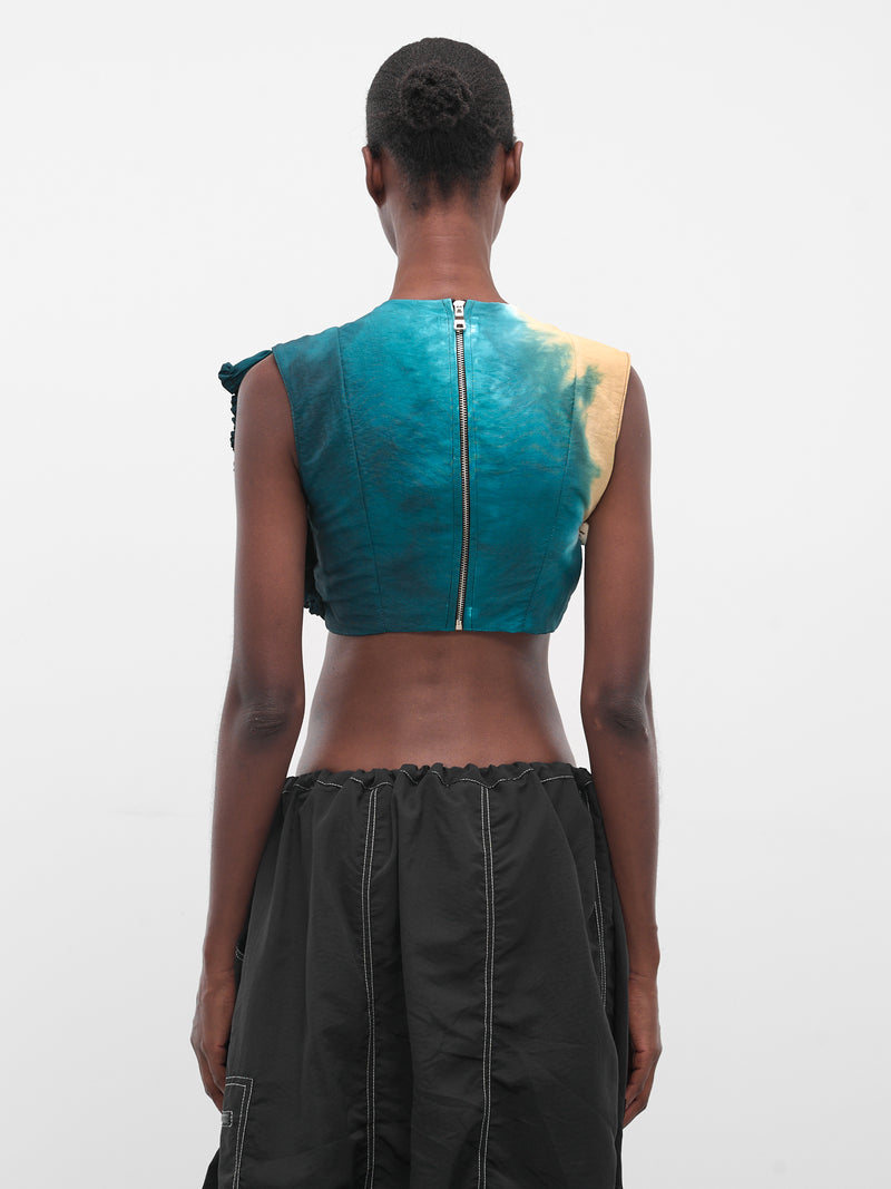 Nylon Dyed Sculptural Ruched Top (FLAW25WWRCHCT-TURQUOISE)