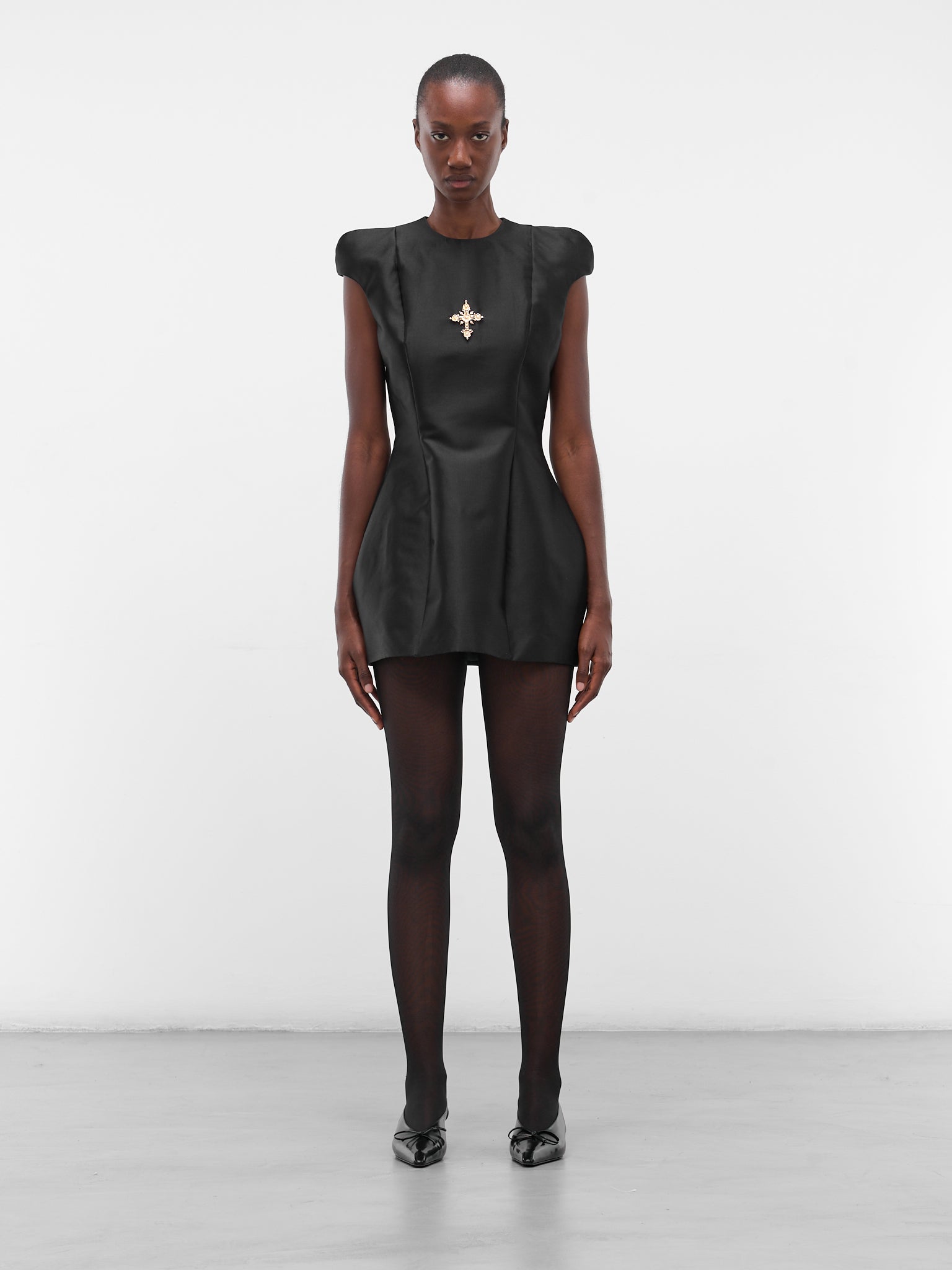 Black Silk-Wool Cross Dress (FLAW25WWSWMD-BLACK)