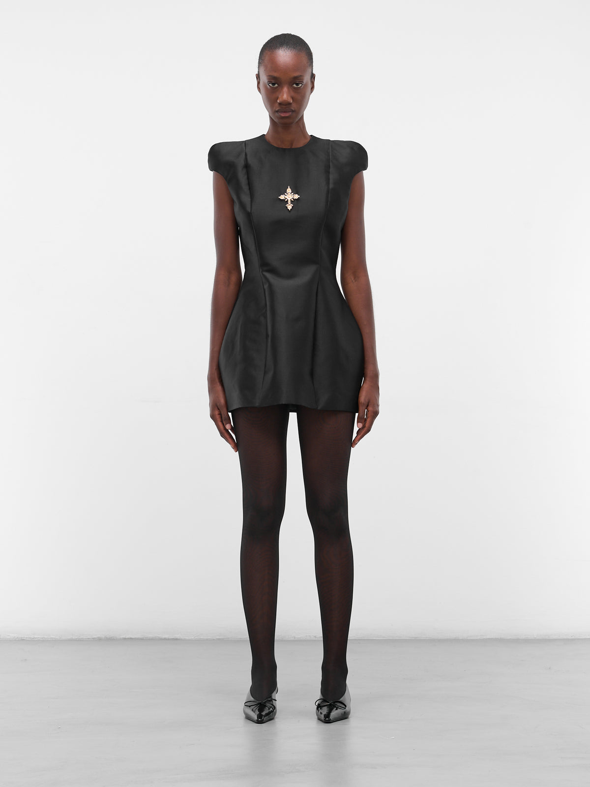 Black Silk-Wool Cross Dress (FLAW25WWSWMD-BLACK)