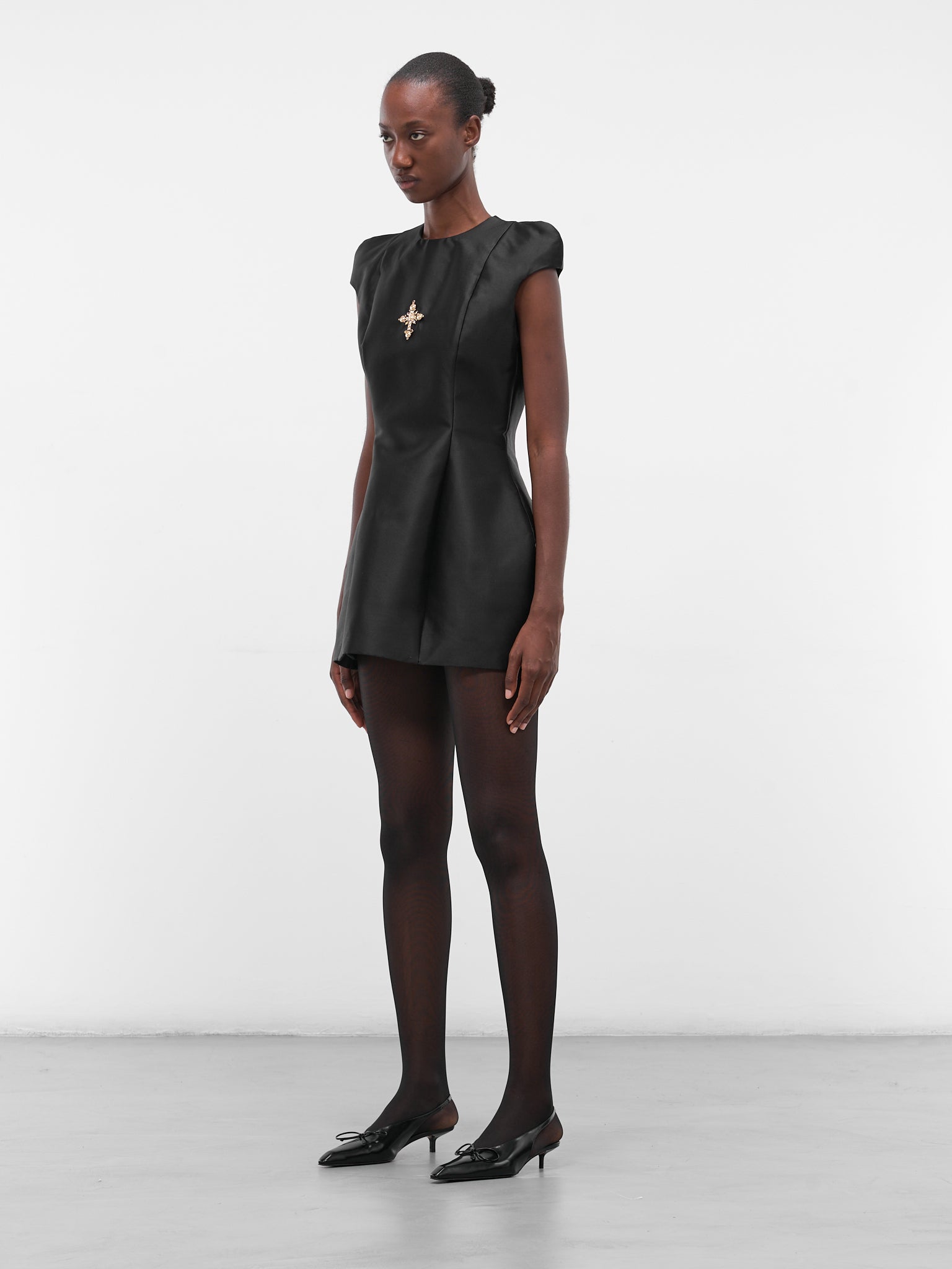 Black Silk-Wool Cross Dress (FLAW25WWSWMD-BLACK)