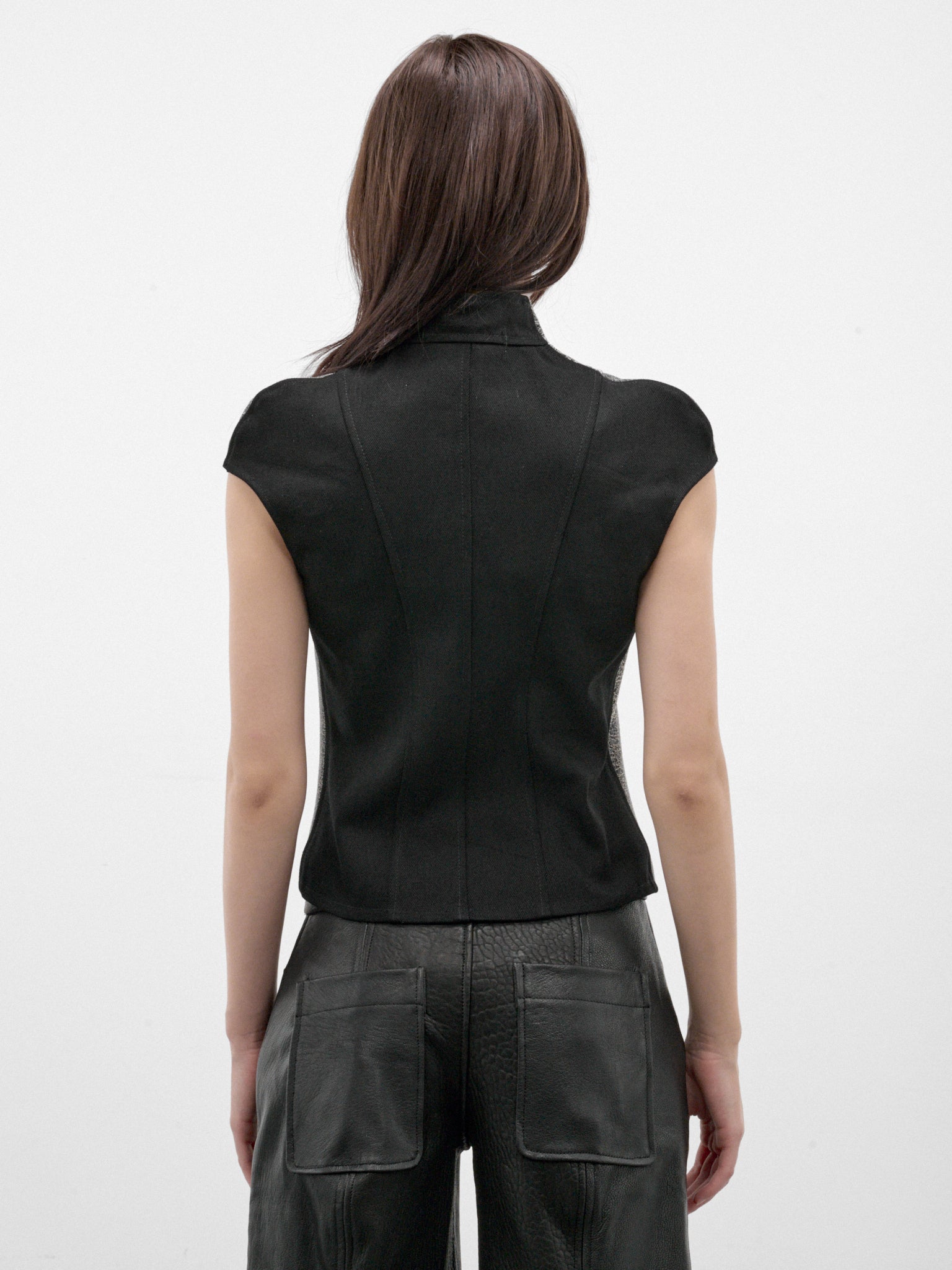 Gray Leather Fitted Zip Top (FLAW26CRCKLTP-CRACKLE-GREY)