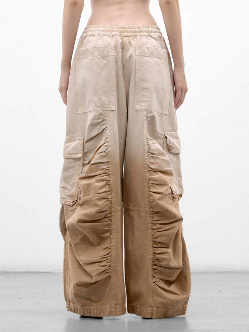 Khaki Cotton Ruched Cargo Pants (FLAW26MWDNCRGPNT-KHAKI)