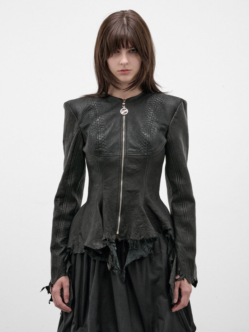 Black Lamb Leather Zip Jacket (FLAW26RWLTHJCKT-BLACK)
