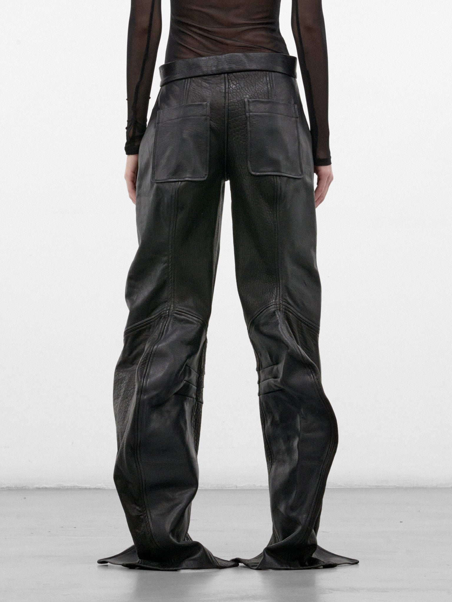 Black Lamb Leather Long Trousers (FLAW26SPNT-BLACK)