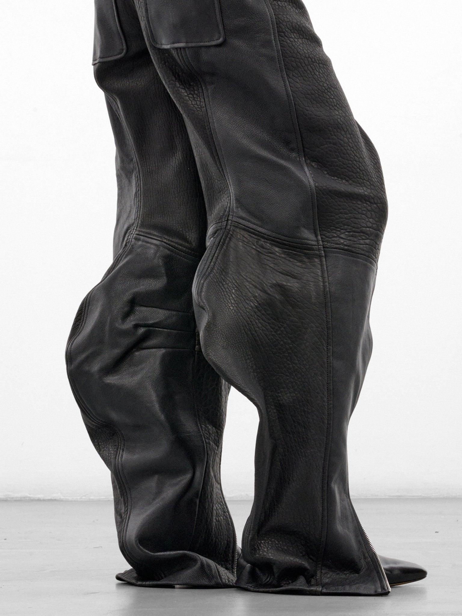 Black Lamb Leather Long Trousers (FLAW26SPNT-BLACK)