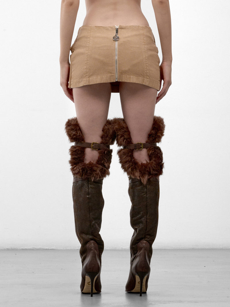 Khaki Cotton Wrap Mini Skirt (FLAW26WWDRGSKRT-KHAKI)
