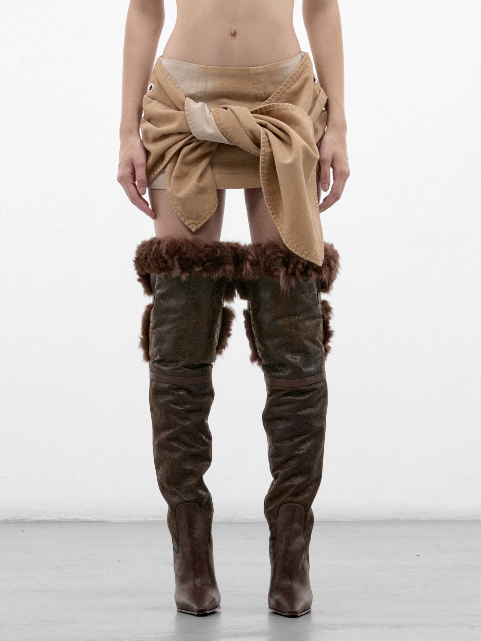 Khaki Cotton Wrap Mini Skirt (FLAW26WWDRGSKRT-KHAKI)