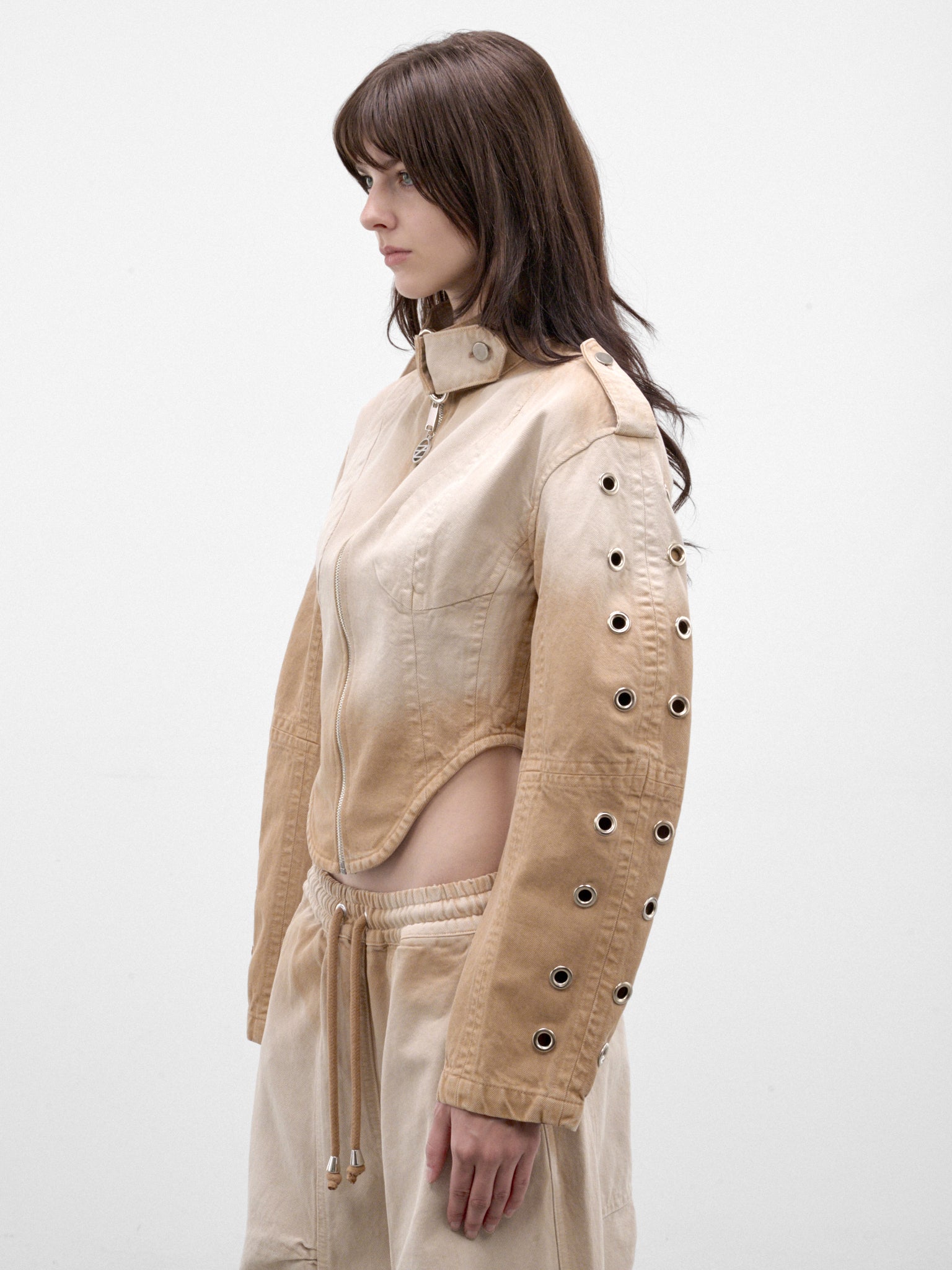 Khaki Cotton Cropped Jacket (FLAW26WWMTJCKT-KHAKI)