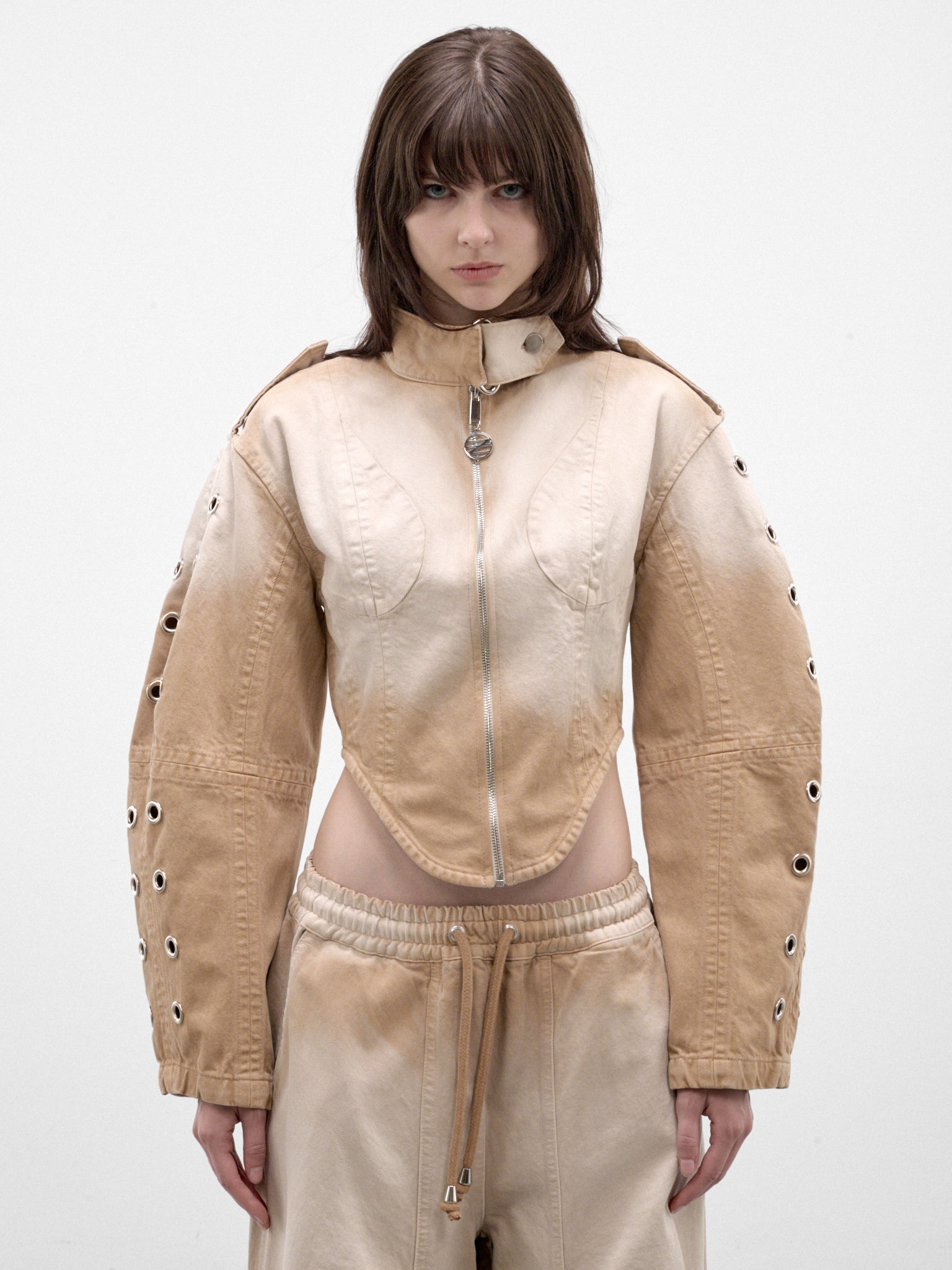 Khaki Cotton Cropped Jacket (FLAW26WWMTJCKT-KHAKI)