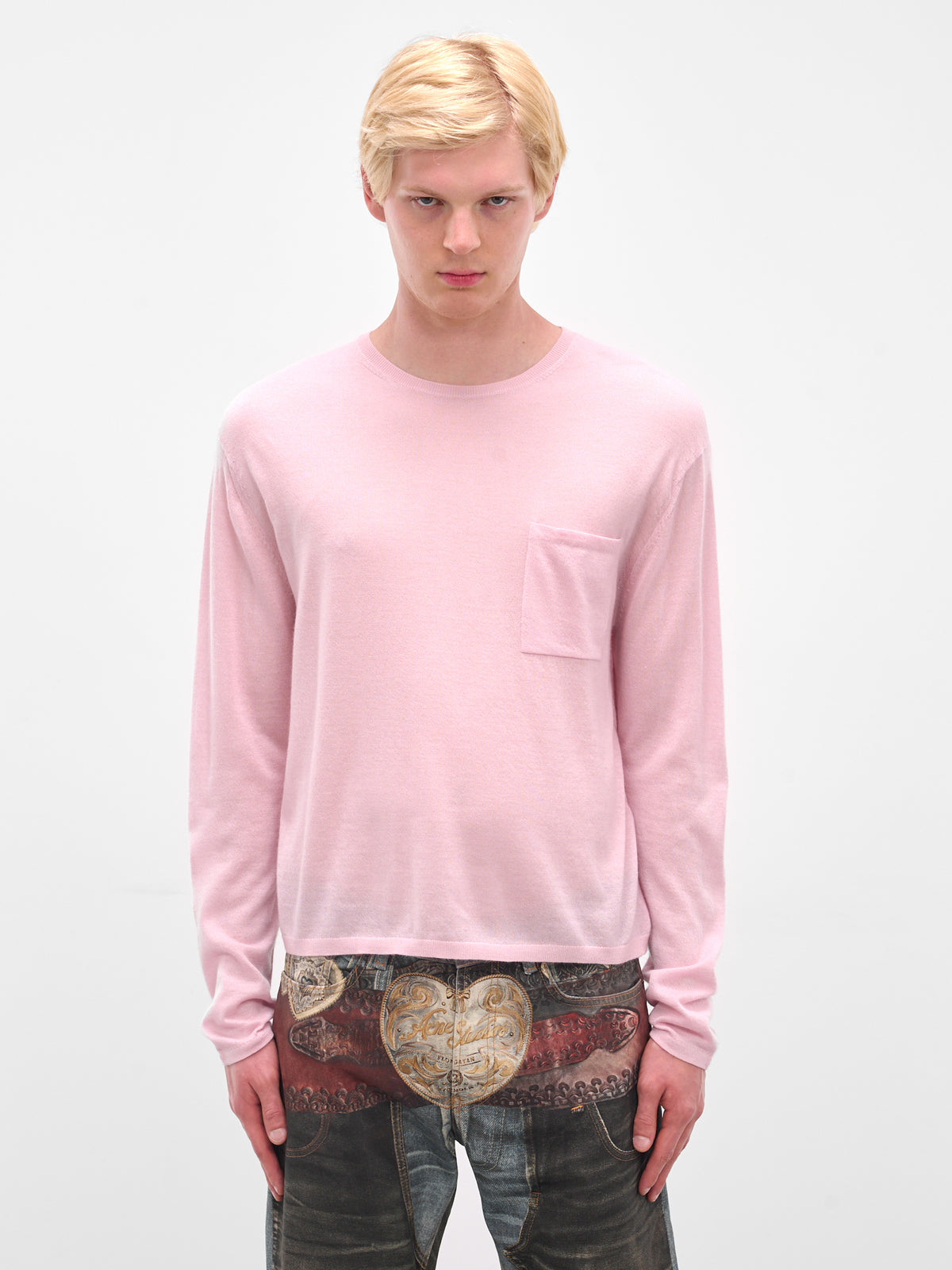 Pink Cashmere Knit Long Sleeve (FN-MN-KNIT000520-SOFT-PINK)