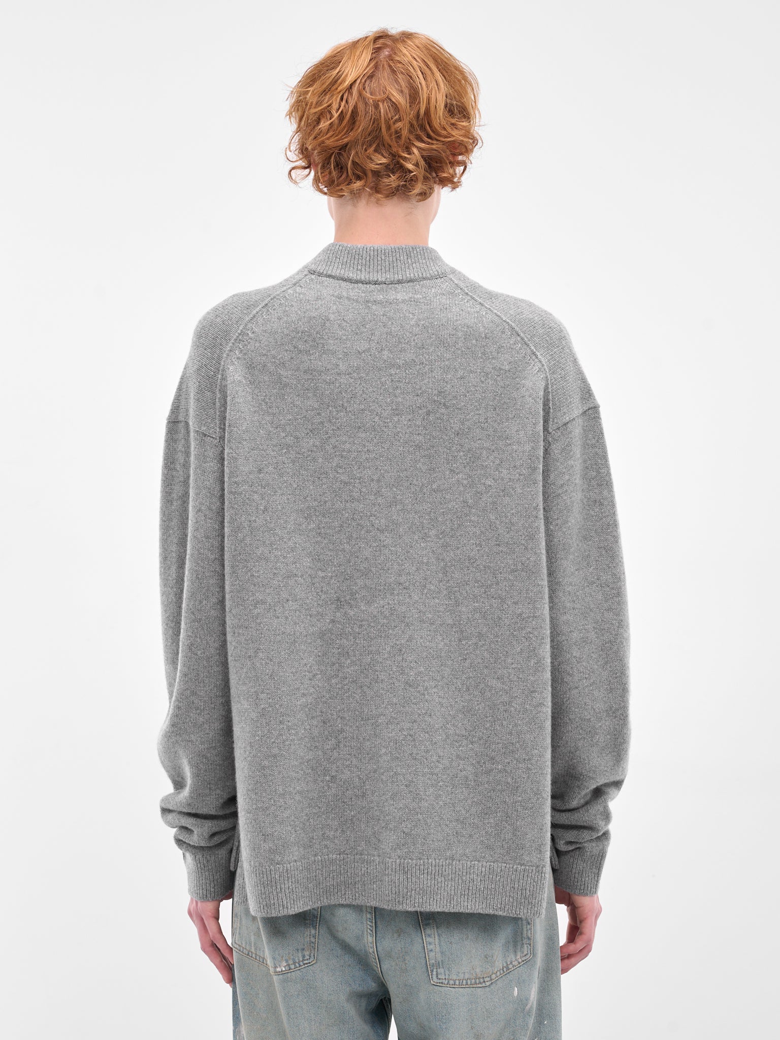 Gray Yak-Wool Knit Cardigan (FN-MN-KNIT000570-DARK-GREY-MEL)