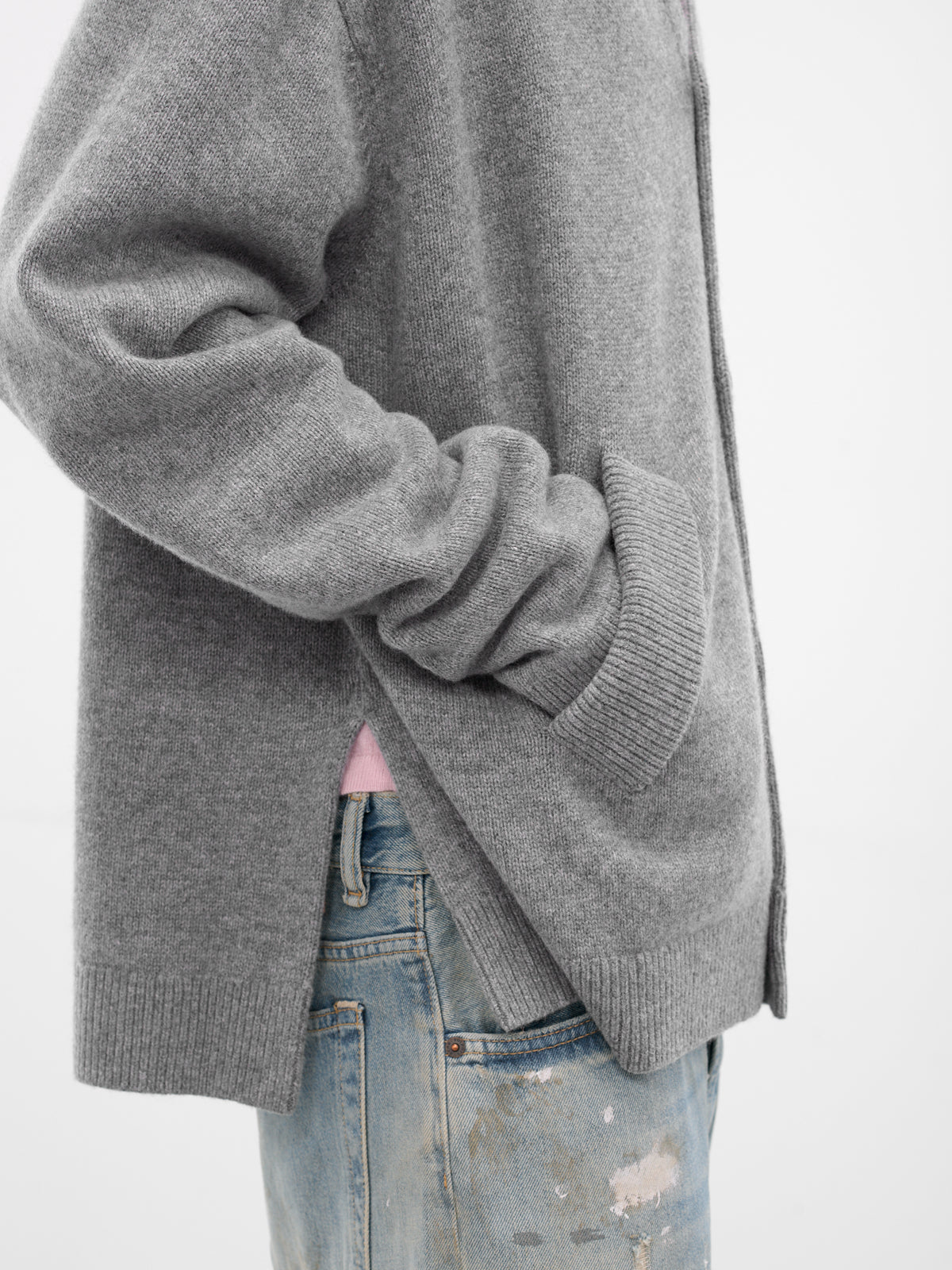 Gray Yak-Wool Knit Cardigan (FN-MN-KNIT000570-DARK-GREY-MEL)