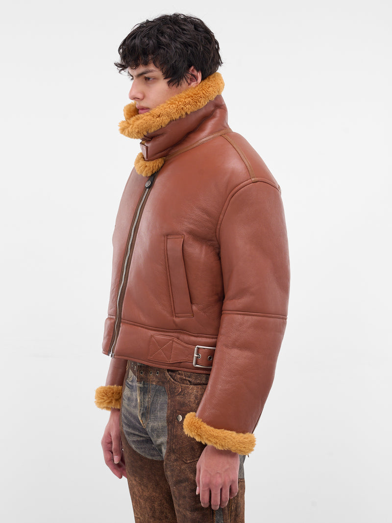 Brown Shearling Leather Biker Jacket (FN-MN-LEAT000292-RUST-BROWN)