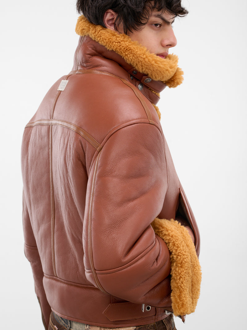 Brown Shearling Leather Biker Jacket (FN-MN-LEAT000292-RUST-BROWN)