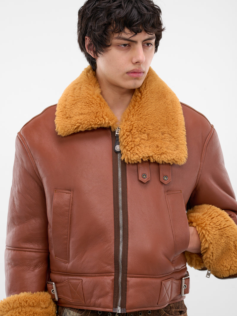 Brown Shearling Leather Biker Jacket (FN-MN-LEAT000292-RUST-BROWN)