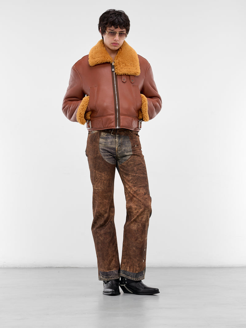 Brown Shearling Leather Biker Jacket (FN-MN-LEAT000292-RUST-BROWN)