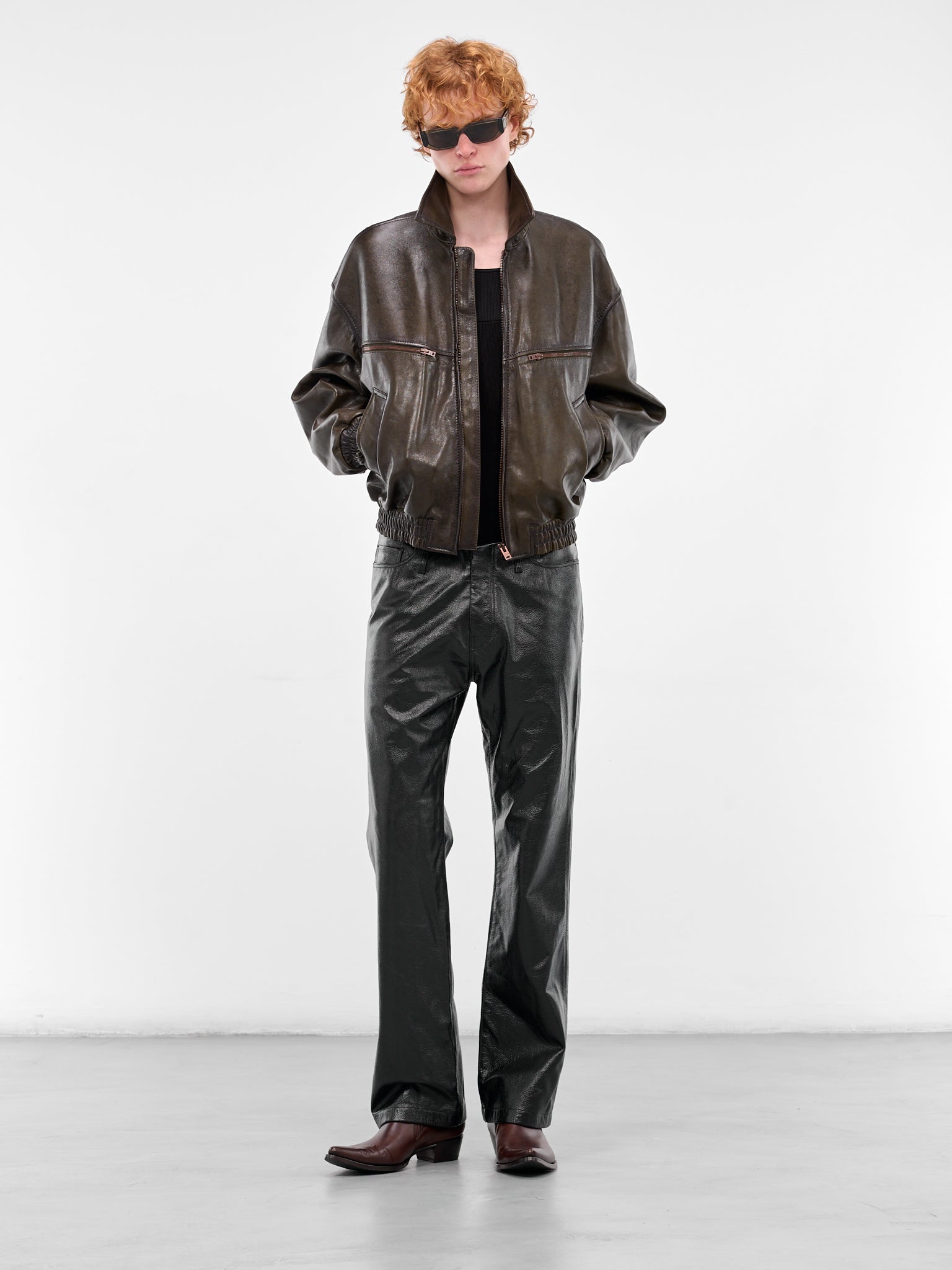 Brown Leather Elastic Shoes (RM252-017-SMOOTH-BROWN)