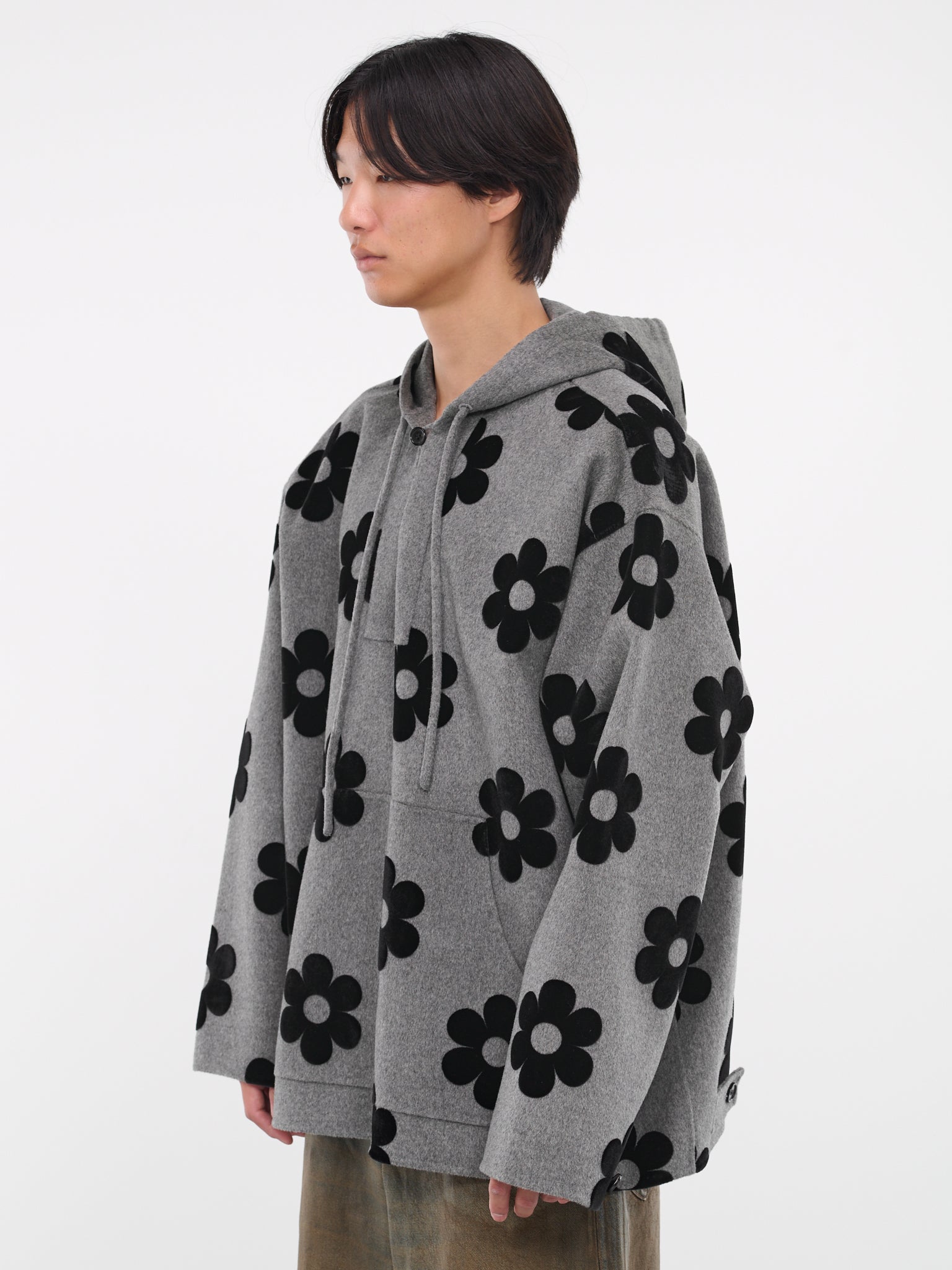 Flower Wool Hooded Jacket (FN-MN-OUTW000998-VINTAGE-GREY)