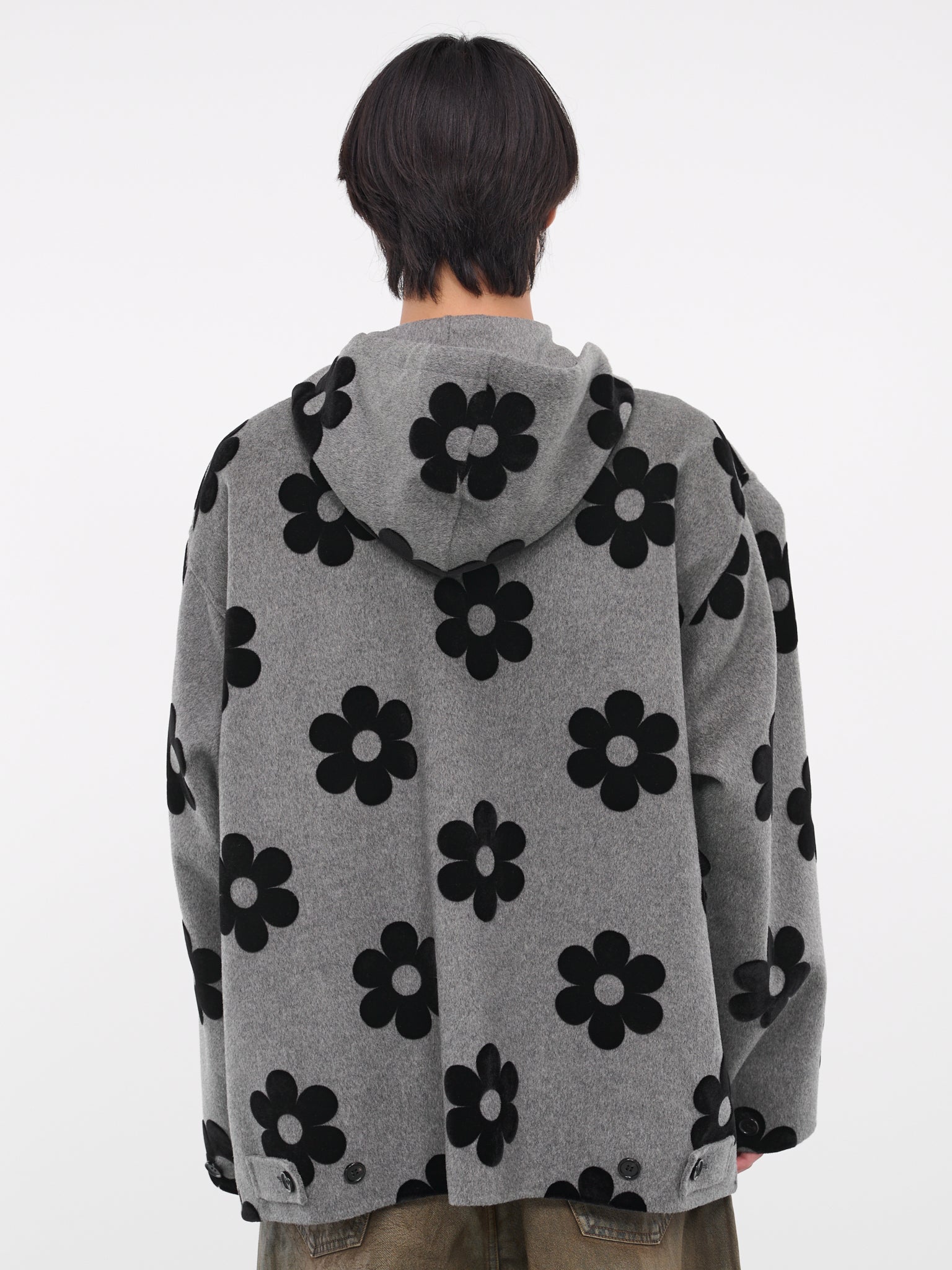 Flower Wool Hooded Jacket (FN-MN-OUTW000998-VINTAGE-GREY)